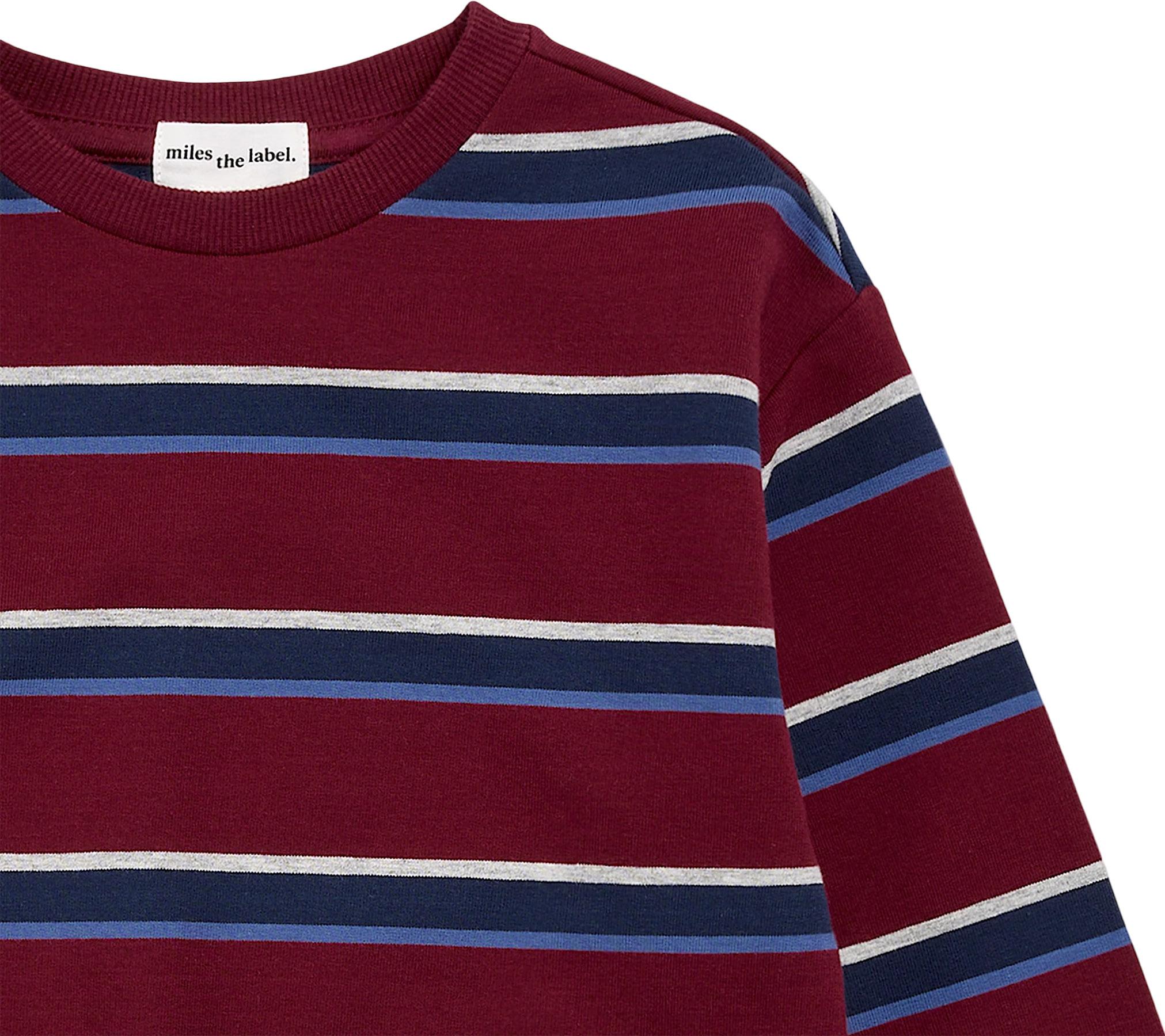 Product gallery image number 2 for product Maroon and Bubblegum Yarn-Dyed Stripe Collared Quarter Zip Pull-Over - Girl