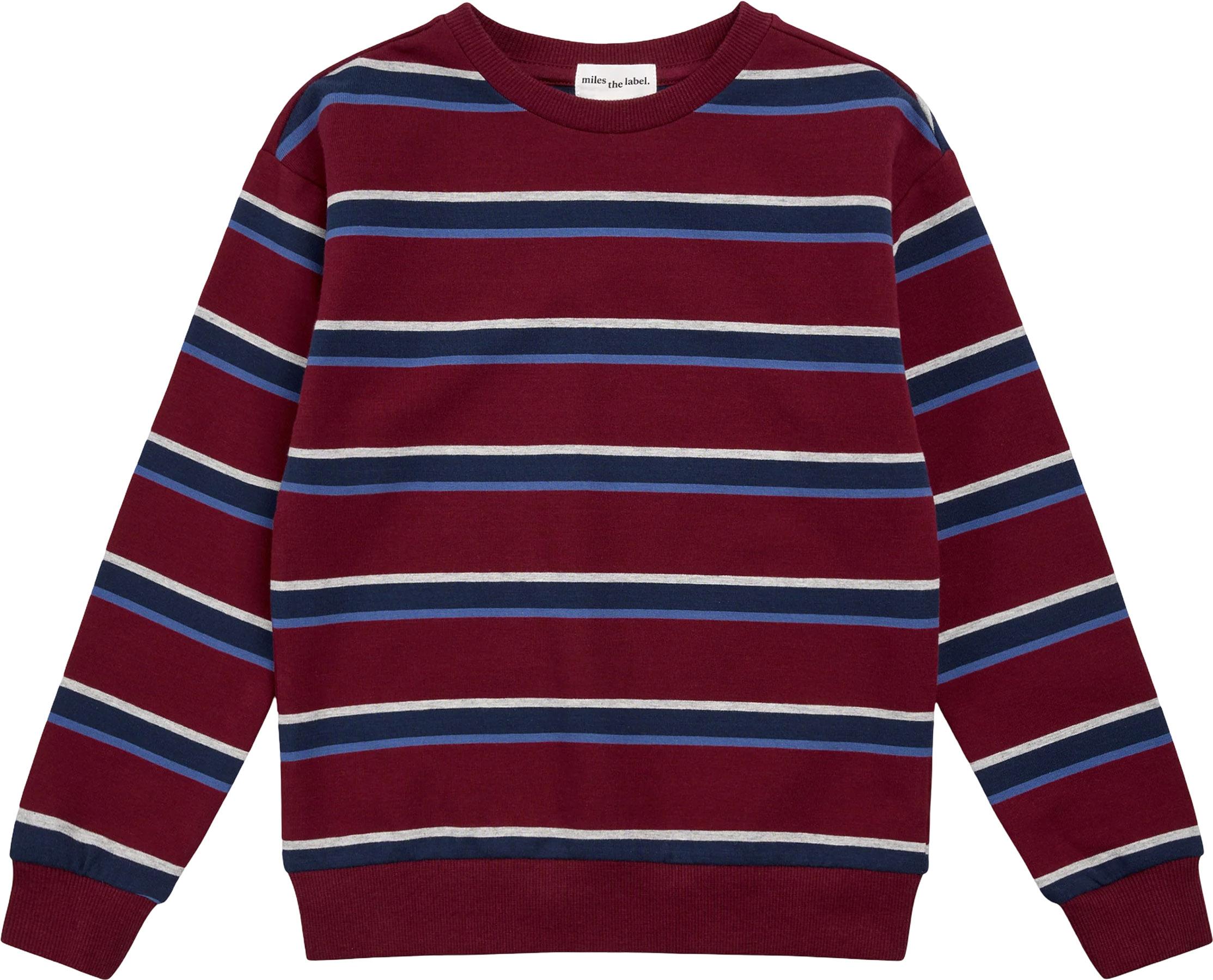 Product image for Maroon and Bubblegum Yarn-Dyed Stripe Collared Quarter Zip Pull-Over - Girl
