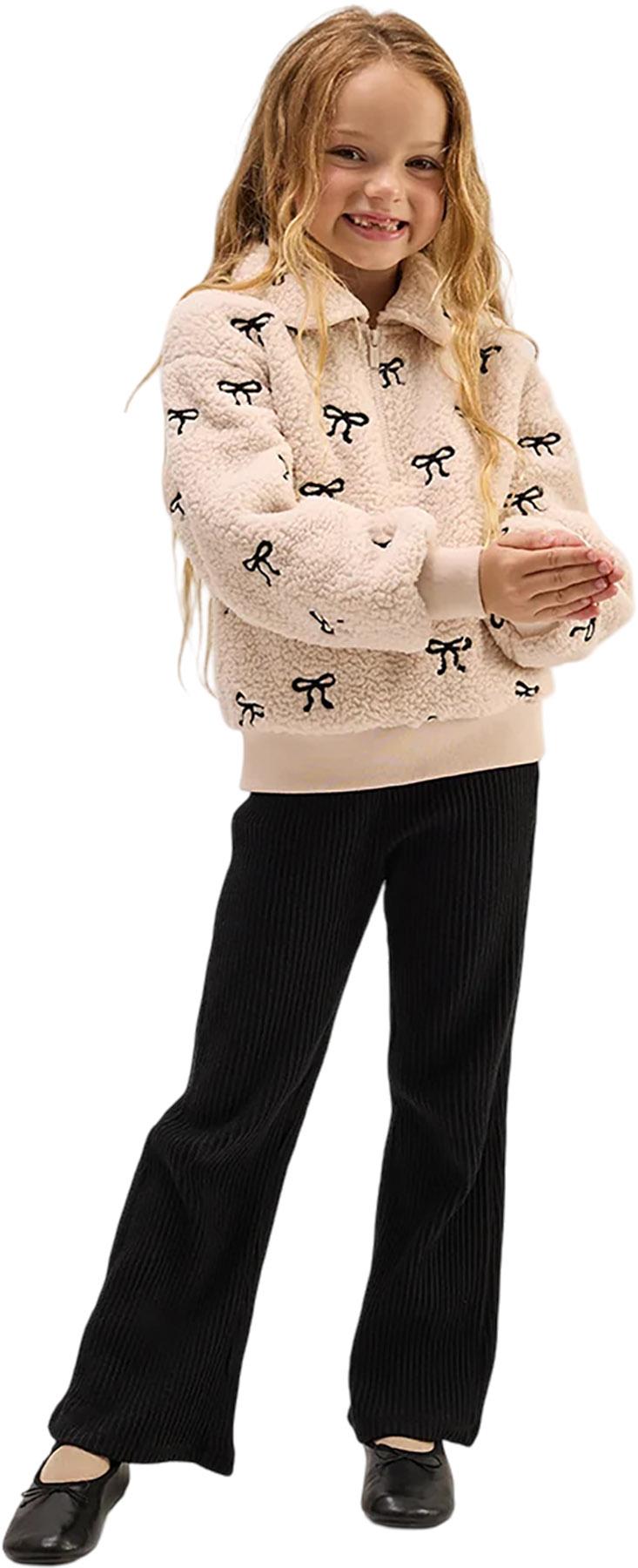 Product gallery image number 2 for product Bows Embroidered Sherpa Almond Half-Zip Pull-Over - Girl