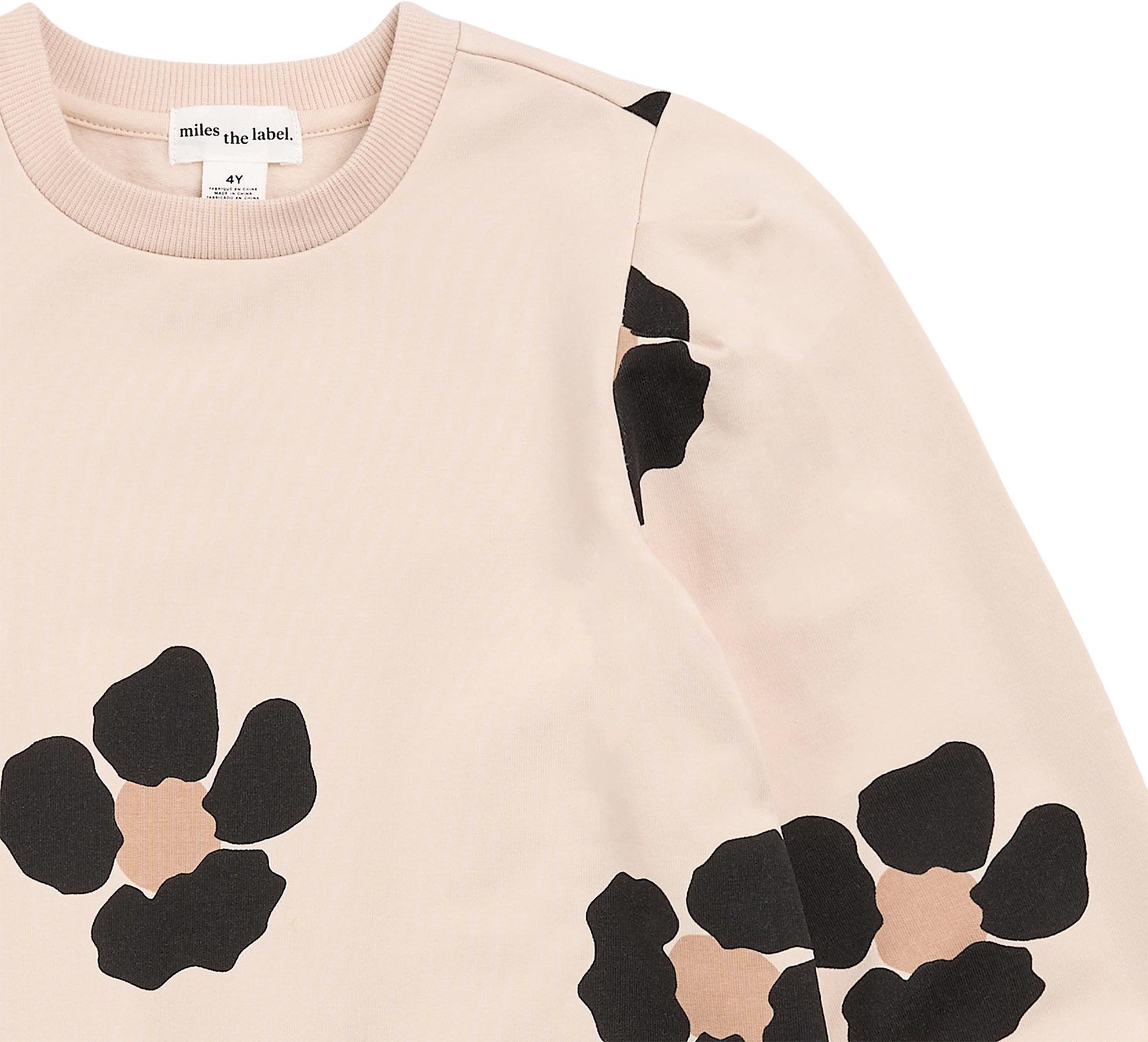 Product gallery image number 2 for product Bold Flower Print on Almond Fleece Sweater Dress - Girl