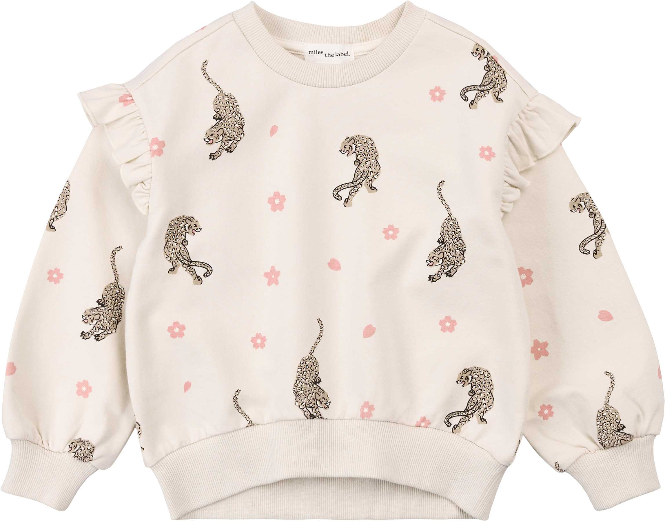 Product image for Leopards on Birch Ruffled Long Sleeve Sweatshirt - Girls