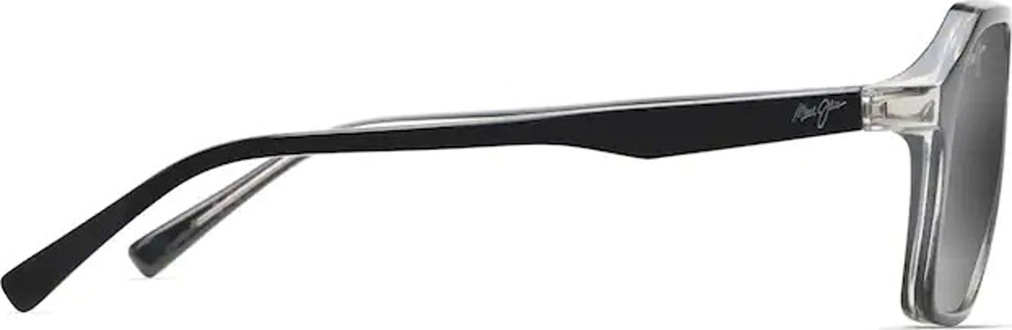 Product gallery image number 3 for product Wedges Aviator Sunglasses - Black Gloss with Crystal Interior - Grey Polarized Lens