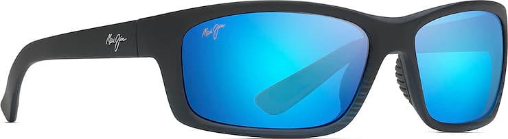 Product gallery image number 3 for product Kanaio Coast Polarized Wrap Sunglasses - Blue Hawaii Lens - Blue Black with Stripe Frame
