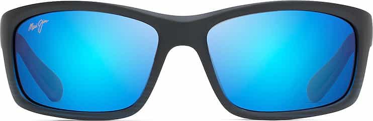Product image for Kanaio Coast Polarized Wrap Sunglasses - Blue Hawaii Lens - Blue Black with Stripe Frame