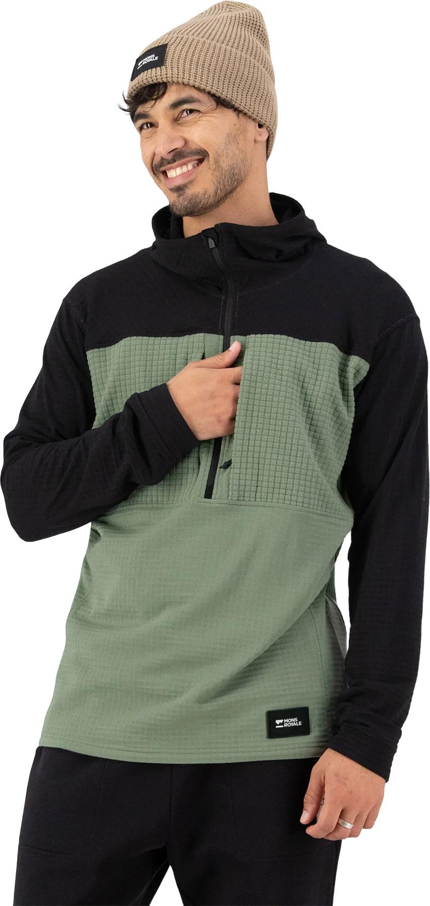 Numéro de l'image de la galerie de produits 3 pour le produit Chandail à capuchon demi-zip en molleton de laine mérinos Offgrid - Homme