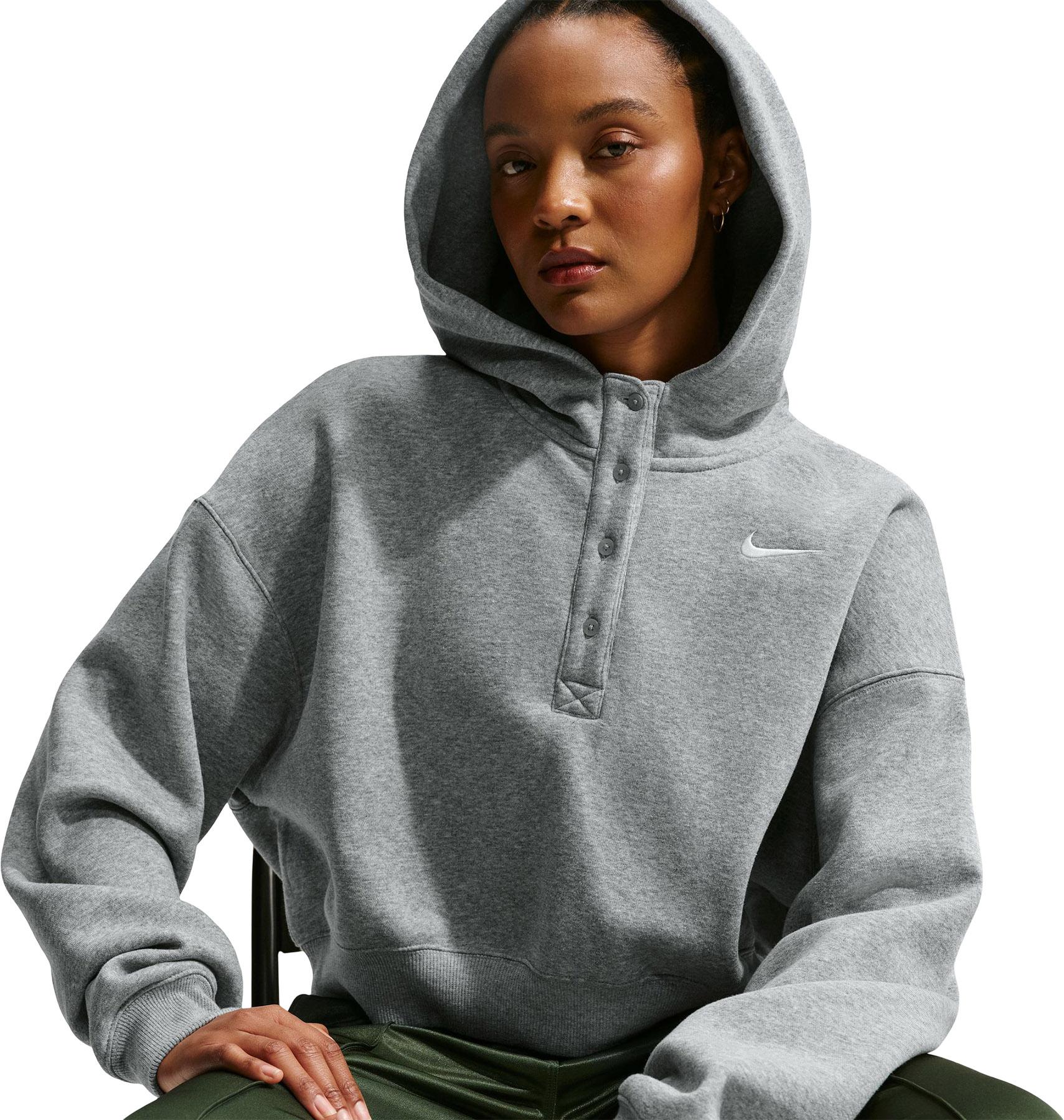 Product gallery image number 2 for product Chandail à capuchon en molleton à col boutonné écourté surdimensionné Phoenix Sportswear - Femme