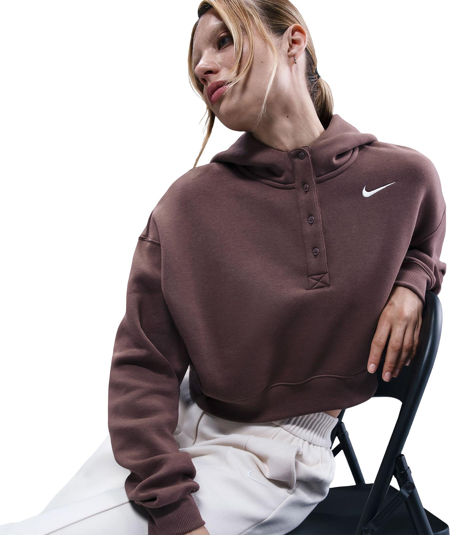 Product gallery image number 3 for product Chandail à capuchon en molleton à col boutonné écourté surdimensionné Phoenix Sportswear - Femme