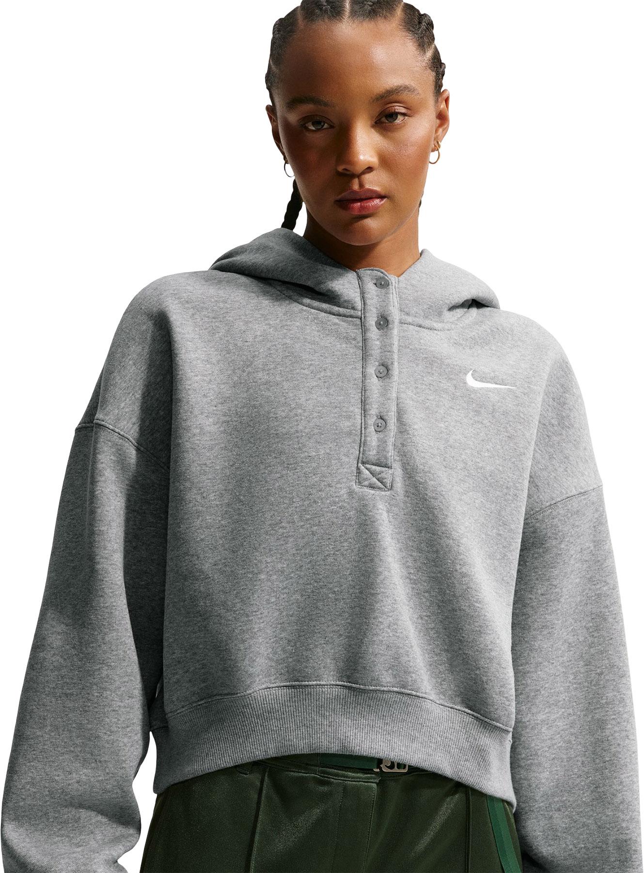 Product gallery image number 3 for product Chandail à capuchon en molleton à col boutonné écourté surdimensionné Phoenix Sportswear - Femme