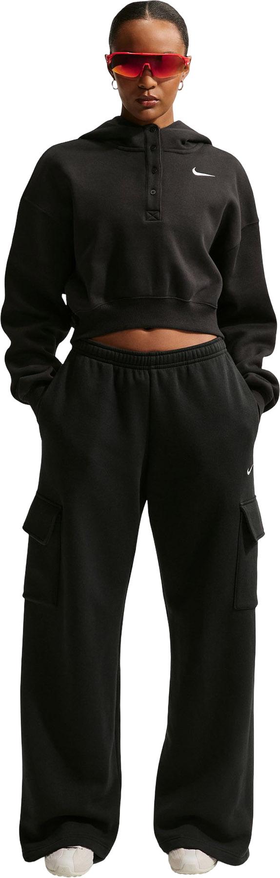Image de produit pour Chandail à capuchon en molleton à col boutonné écourté surdimensionné Phoenix Sportswear - Femme