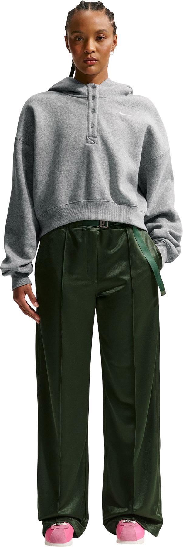 Product image for Chandail à capuchon en molleton à col boutonné écourté surdimensionné Phoenix Sportswear - Femme