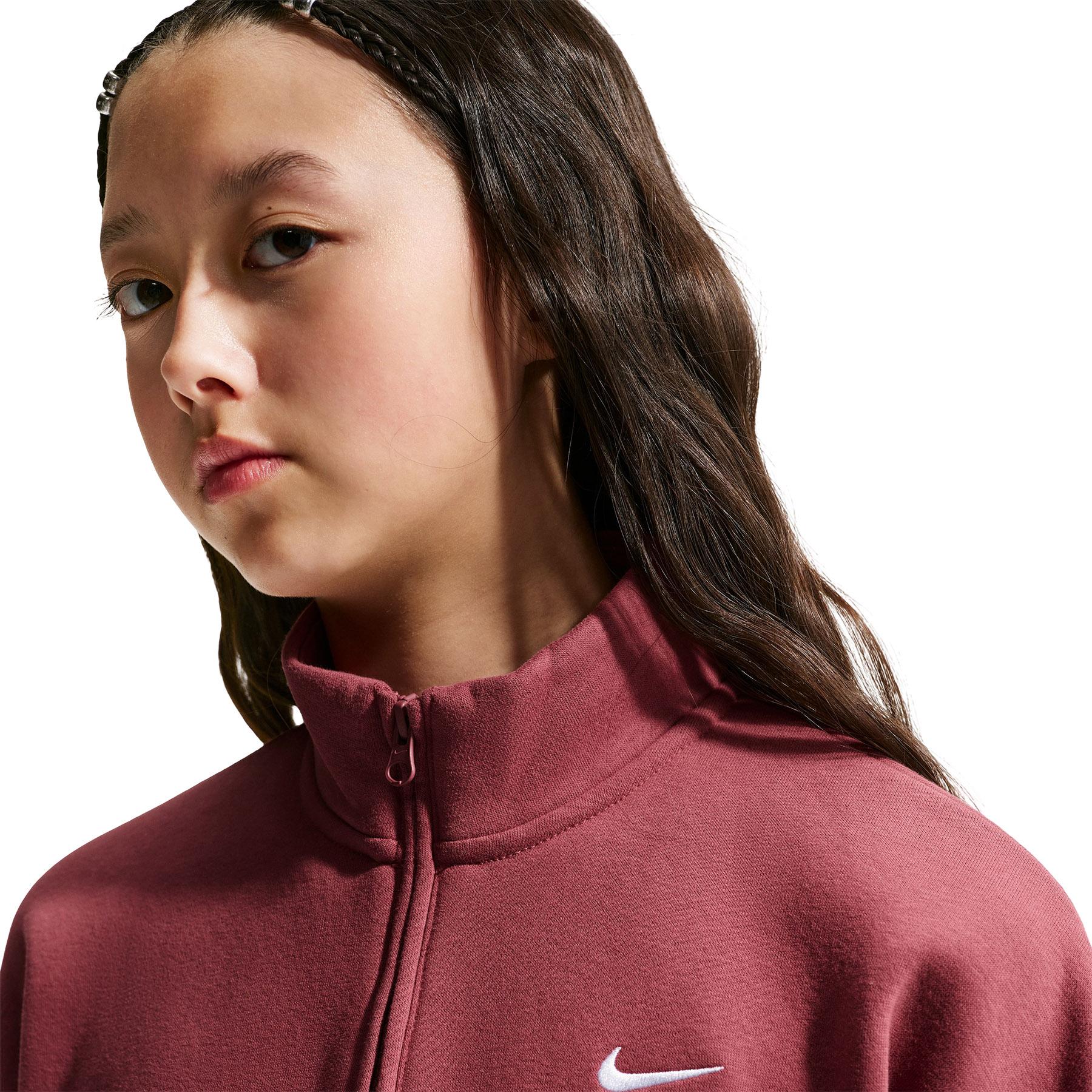 Product gallery image number 4 for product Nike Sportswear Studio Oversized 1/4-Zip Fleece Pullover - Big Girl