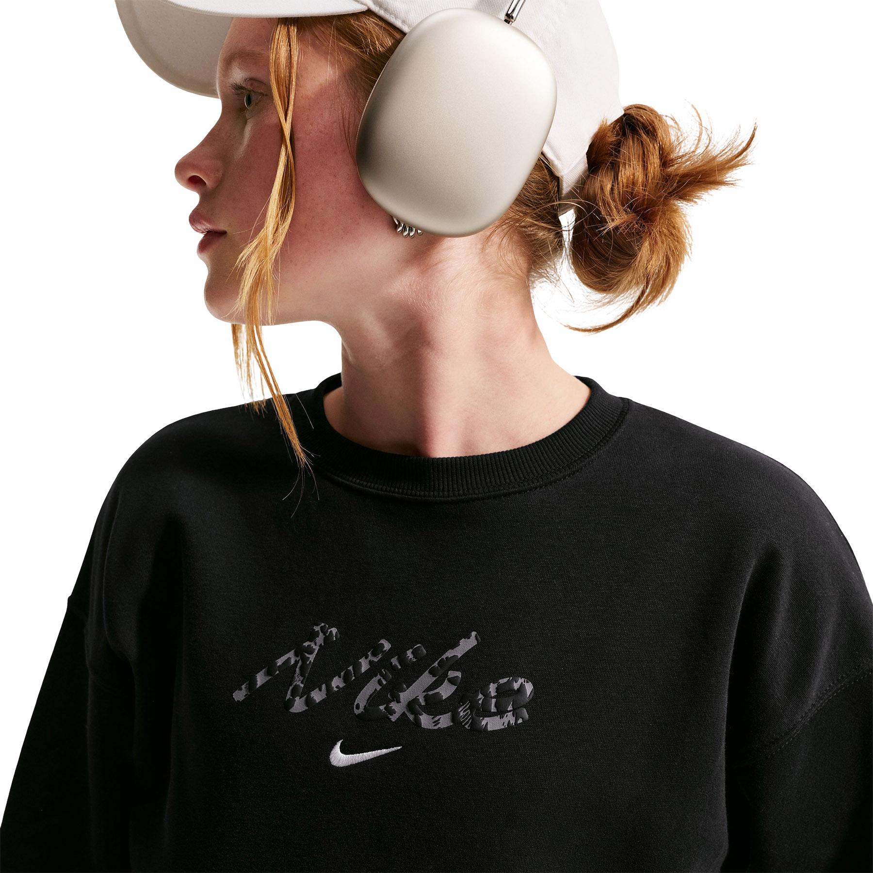 Product gallery image number 5 for product Nike Sportswear Studio Oversized Crewneck Fleece Sweatshirt - Big Girl