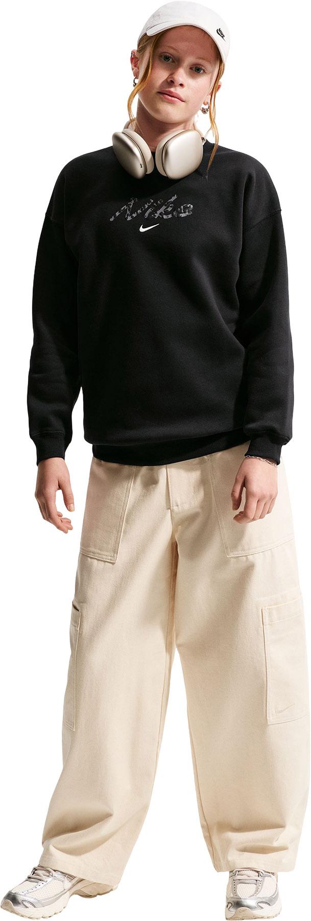 Product image for Nike Sportswear Studio Oversized Crewneck Fleece Sweatshirt - Big Girl