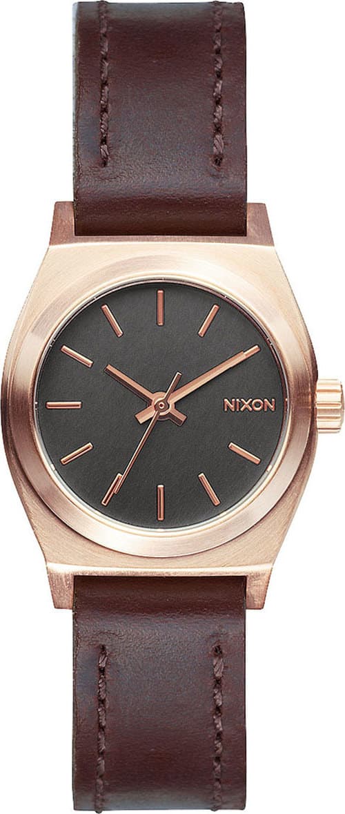 Product gallery image number 1 for product Small Time Teller Leather - Rose Gold - Gunmetal - Brown