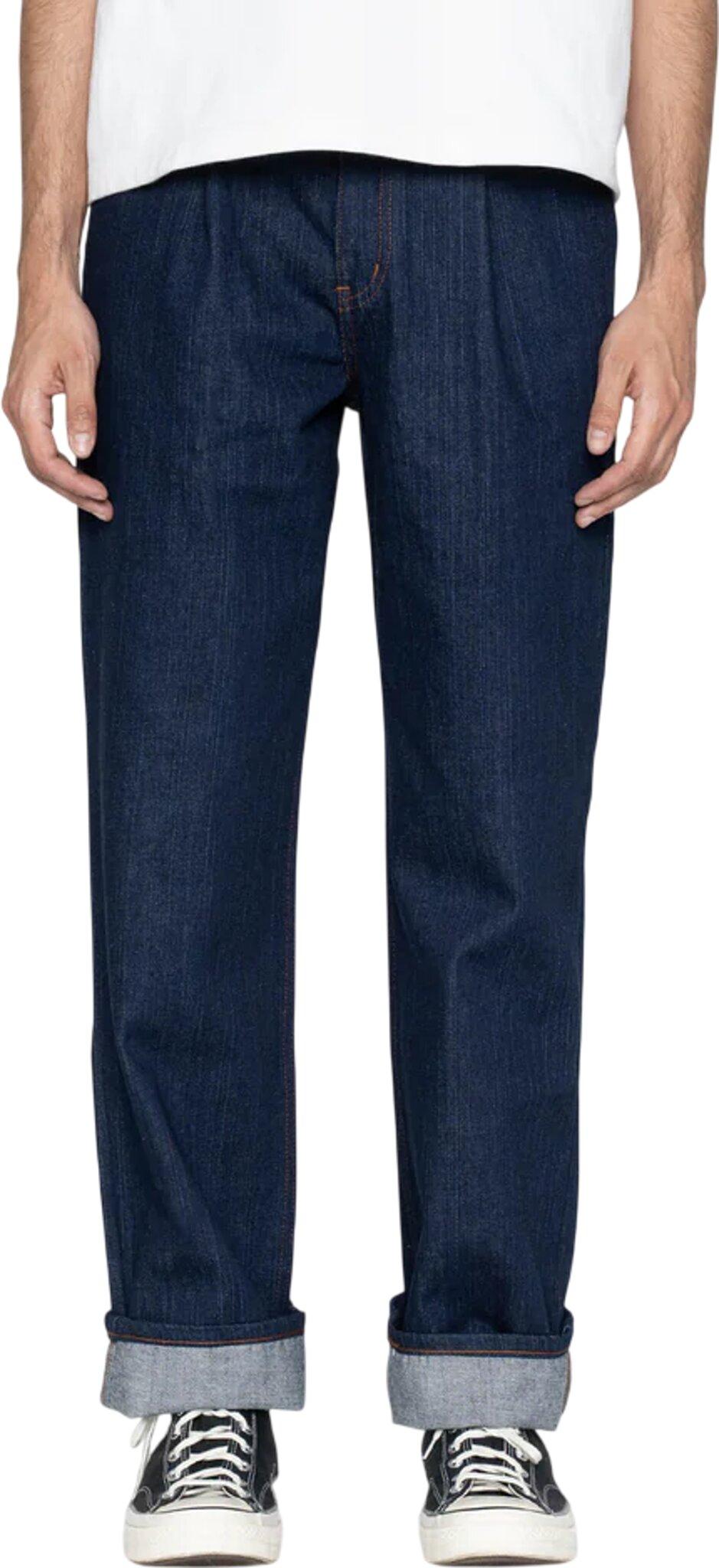 Product image for Pantalon Pleated - Vertical Slub Denim - Indigo - Homme