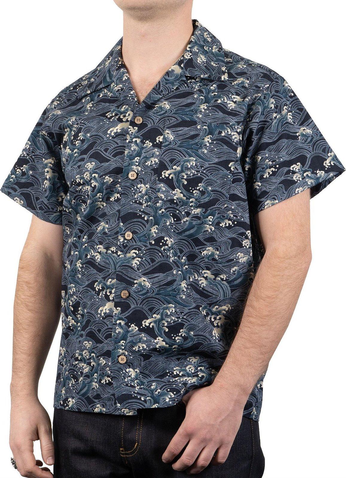 Product gallery image number 3 for product Aloha Shirt - Japanese Waves - Men's