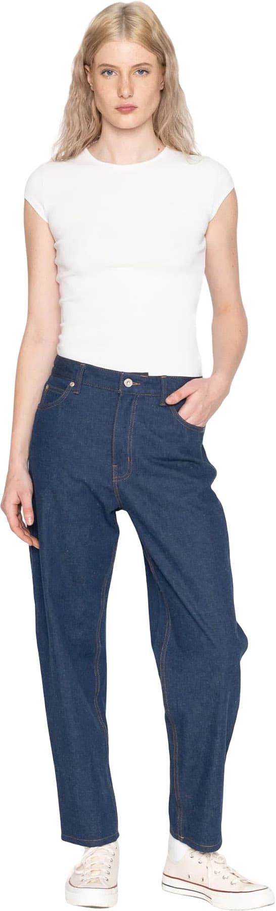 Product gallery image number 4 for product Bestie Jeans - 2x1 Dungaree Nep Denim - Mid Indigo - Women's