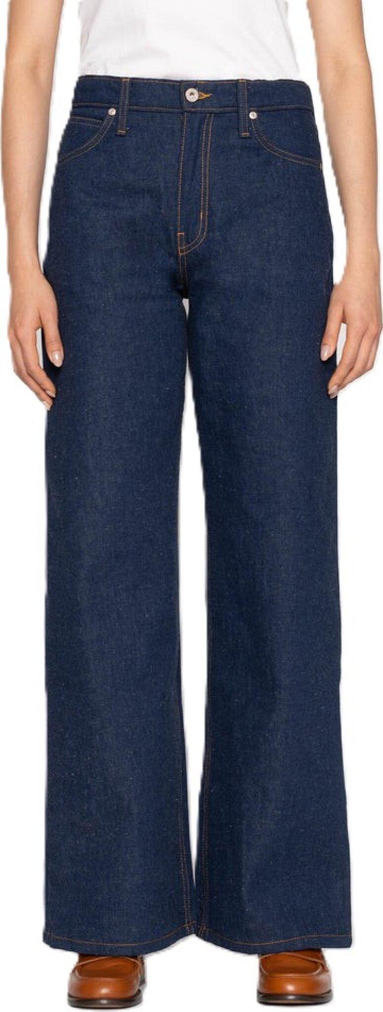 Product gallery image number 5 for product Jean Wide Wild West - 2x1 Dungaree Nep Denim - Mid Indigo - Femme