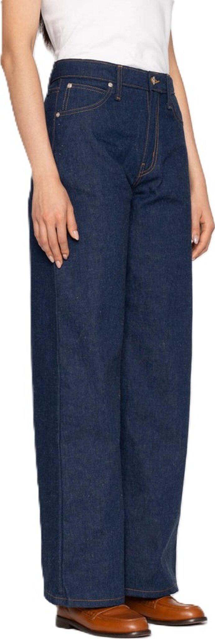 Product gallery image number 6 for product Jean Wide Wild West - 2x1 Dungaree Nep Denim - Mid Indigo - Femme