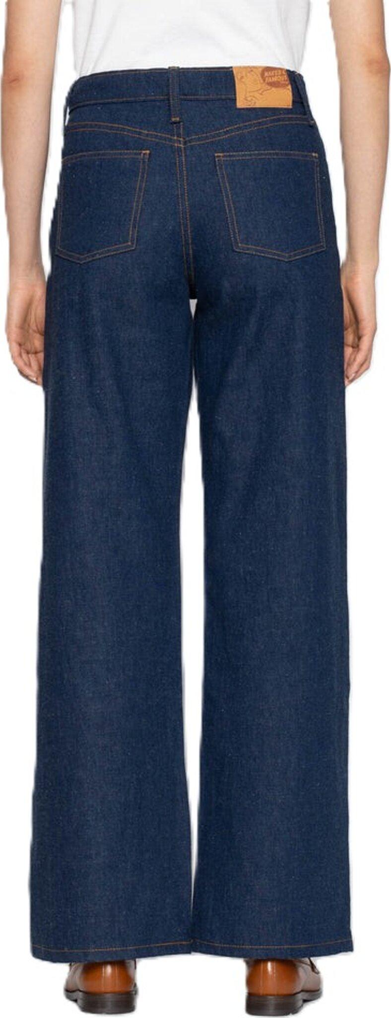 Product gallery image number 4 for product Jean Wide Wild West - 2x1 Dungaree Nep Denim - Mid Indigo - Femme