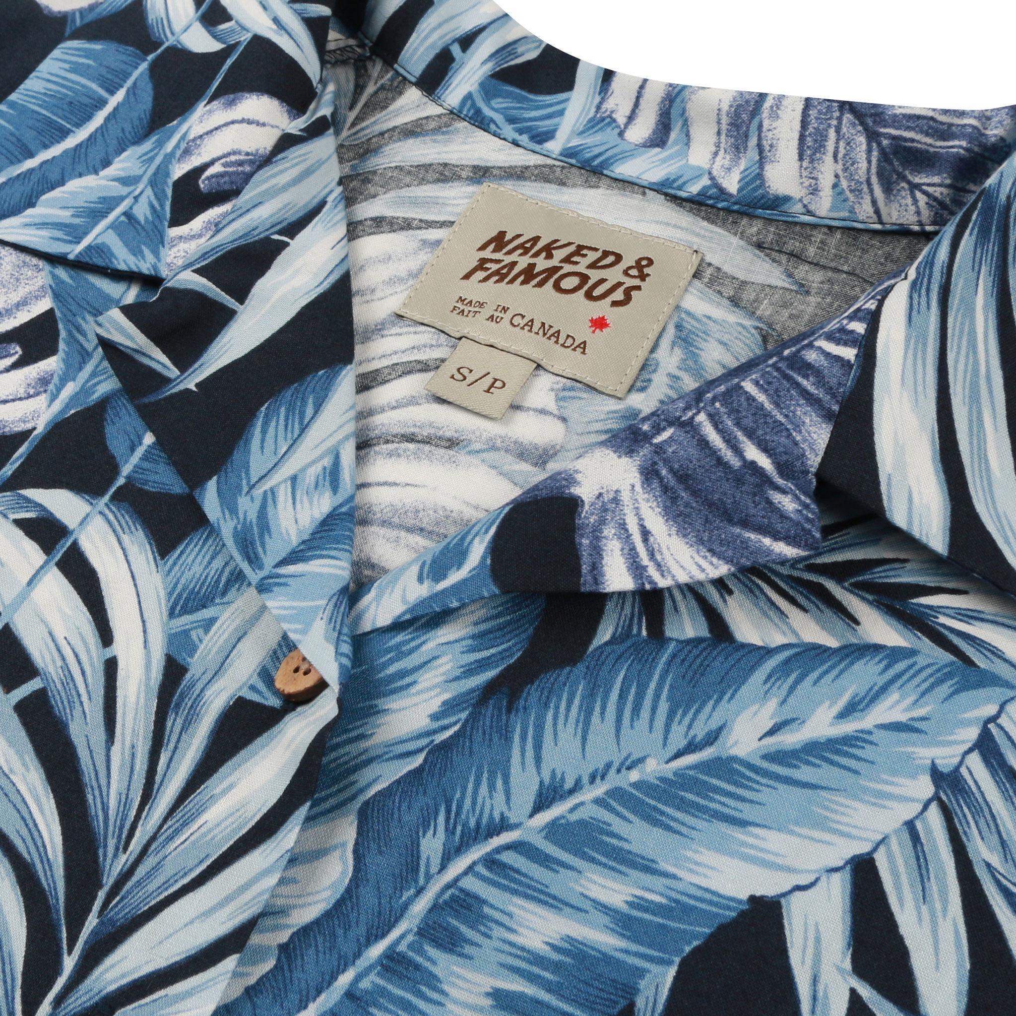 Product gallery image number 2 for product Aloha Shirt - Tropical Leaves Navy - Women's