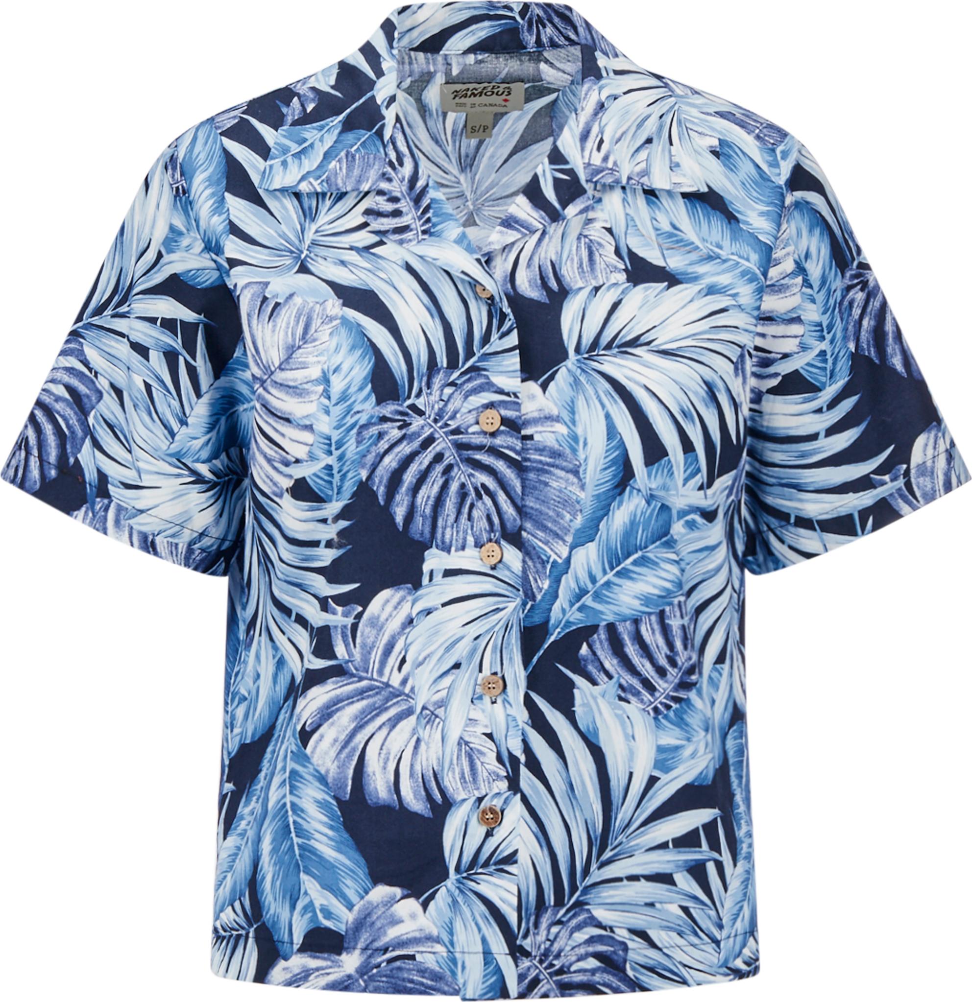 Product gallery image number 1 for product Aloha Shirt - Tropical Leaves Navy - Women's