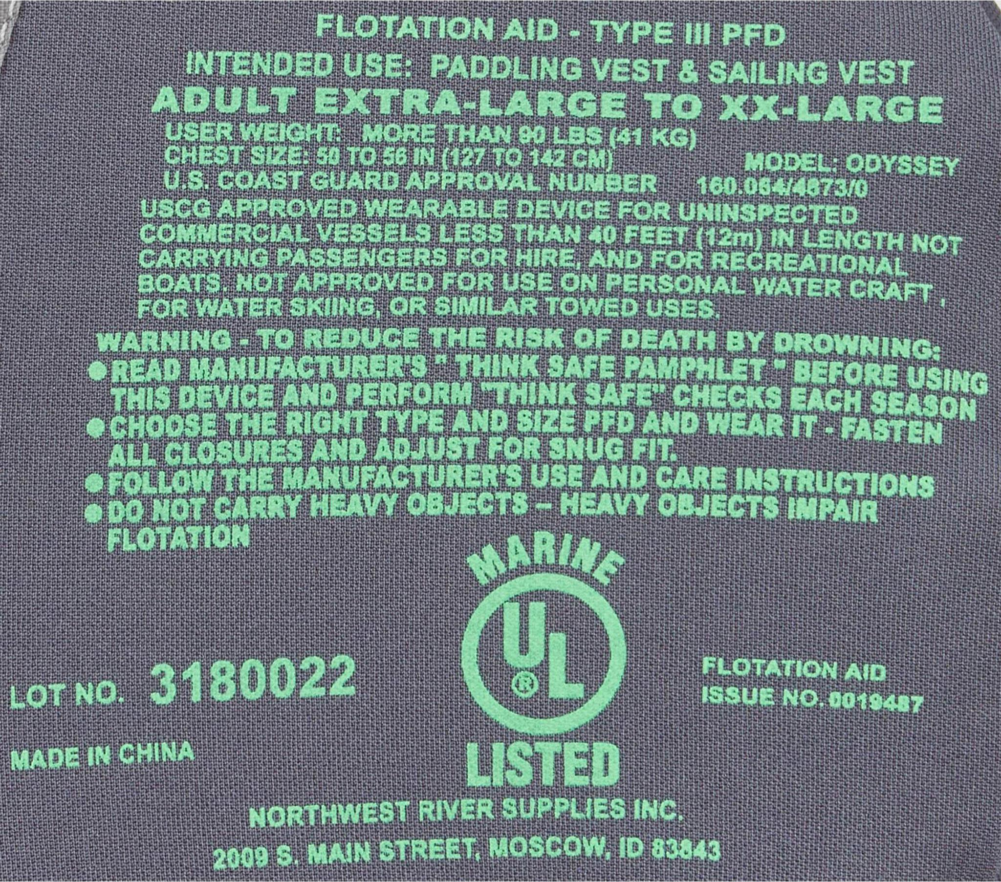 Product gallery image number 4 for product Odyssey PFD Life Jacket - Unisex