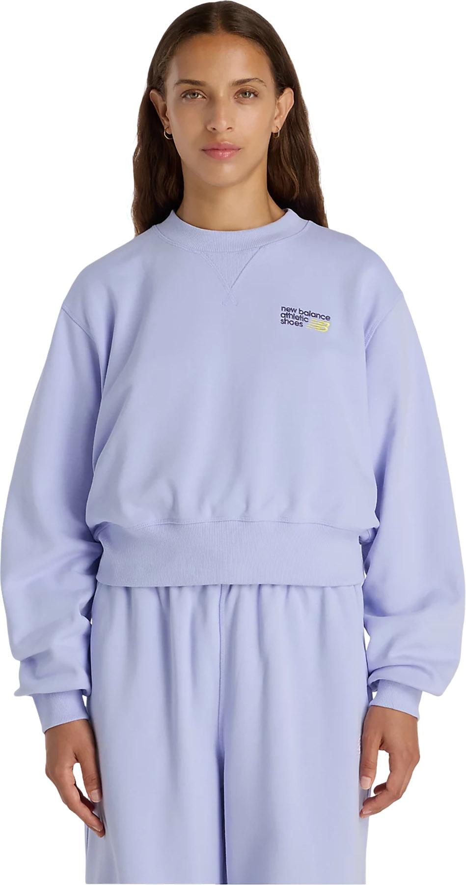 Product image for Athletics Premium Logo Relaxed Crop Crew Neck Sweatshirt - Women's