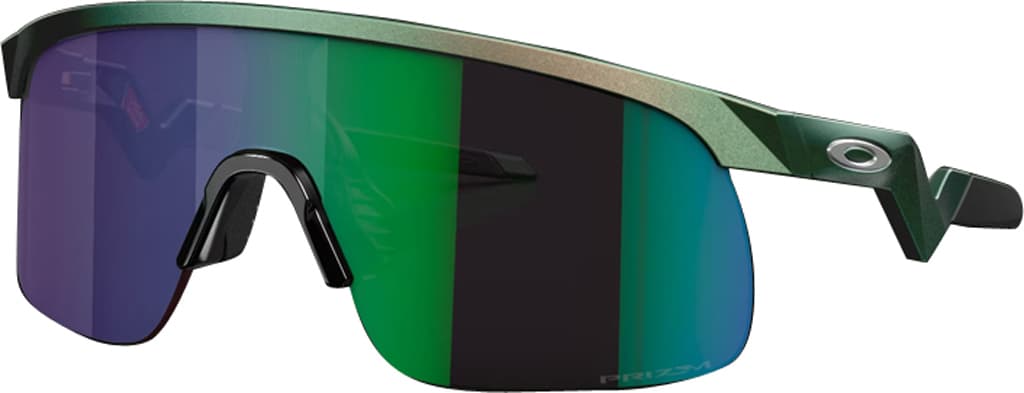 Product gallery image number 1 for product Resistor Sunglasses - Matte Silver Green Colorshift - Prizm Jade Iridium Lens - Youth