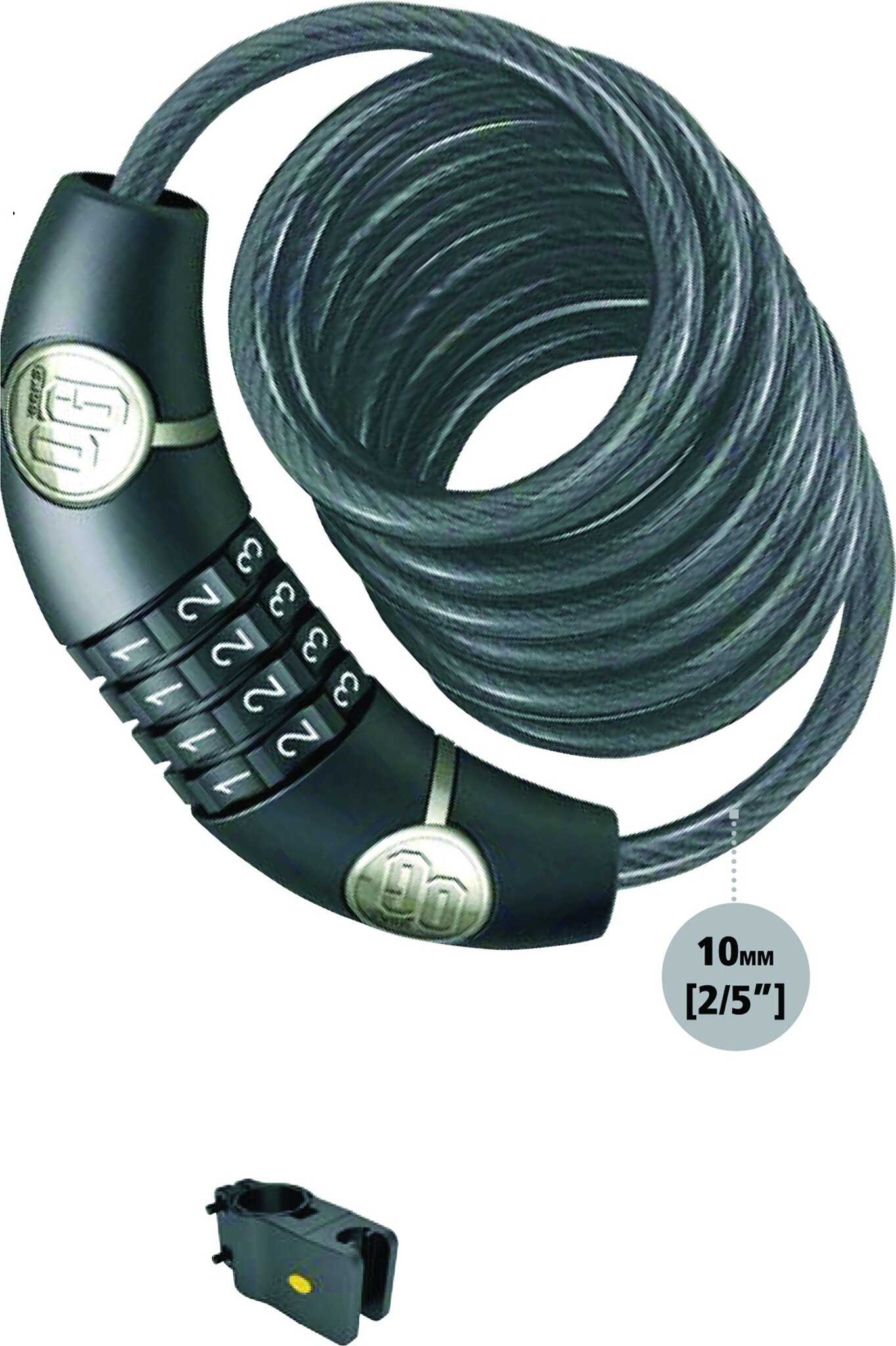 Product image for Combo Coil Cable with Combination Lock - 10mm x 185cm