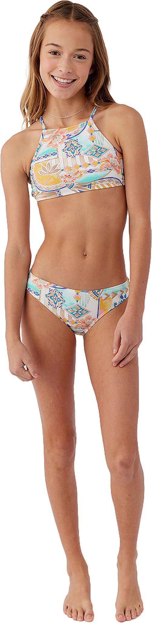 Product gallery image number 3 for product Zephora Printed Multi-Strap Hi-Neck Bikini Set - Girls