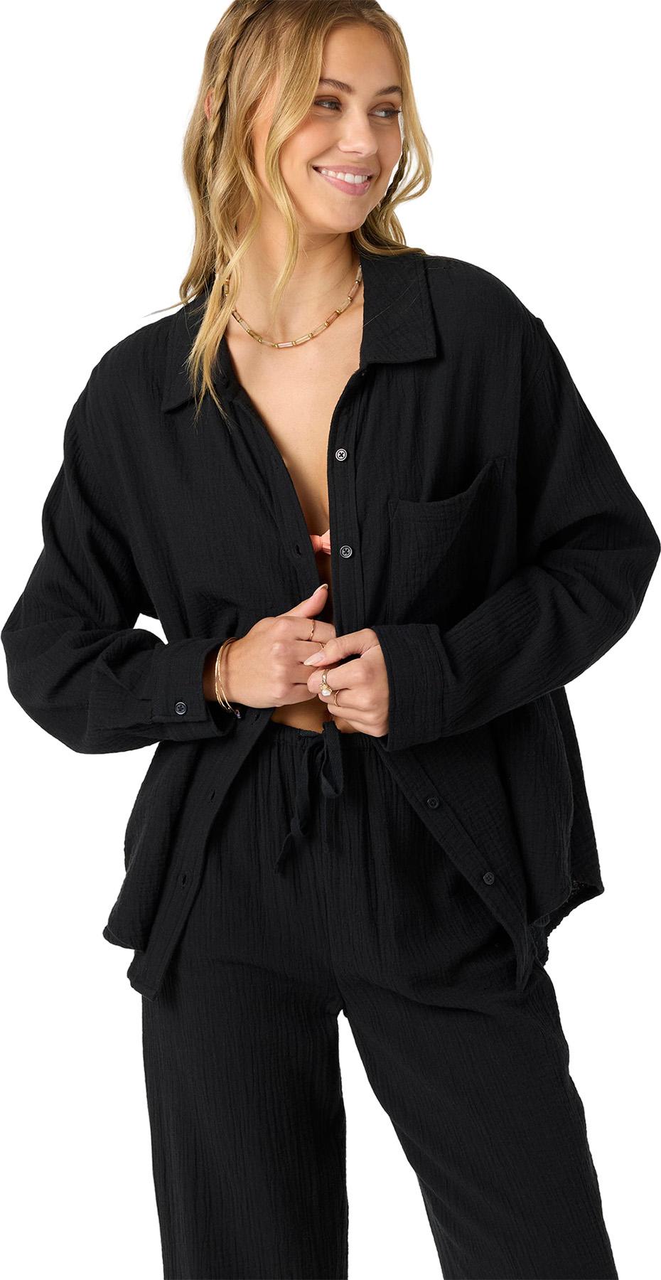 Product gallery image number 3 for product Haut tissé à manches longues coupe décontractée Leni - Femme