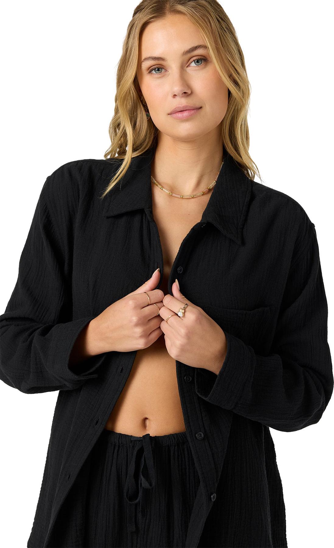Product gallery image number 7 for product Haut tissé à manches longues coupe décontractée Leni - Femme