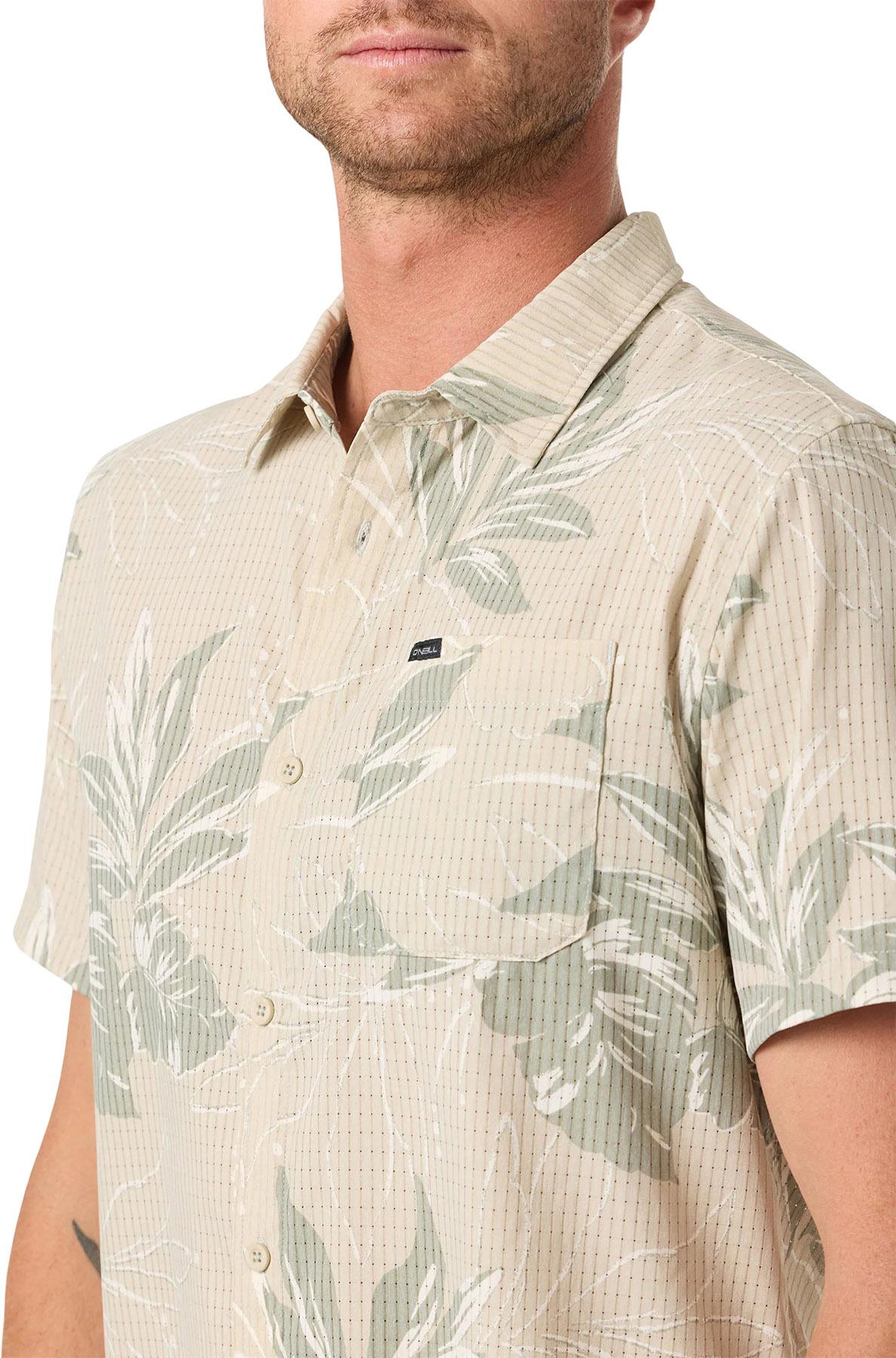 Product gallery image number 5 for product TRVLR Perforated Printed Standard Fit Short Sleeve Woven Shirt - Men's