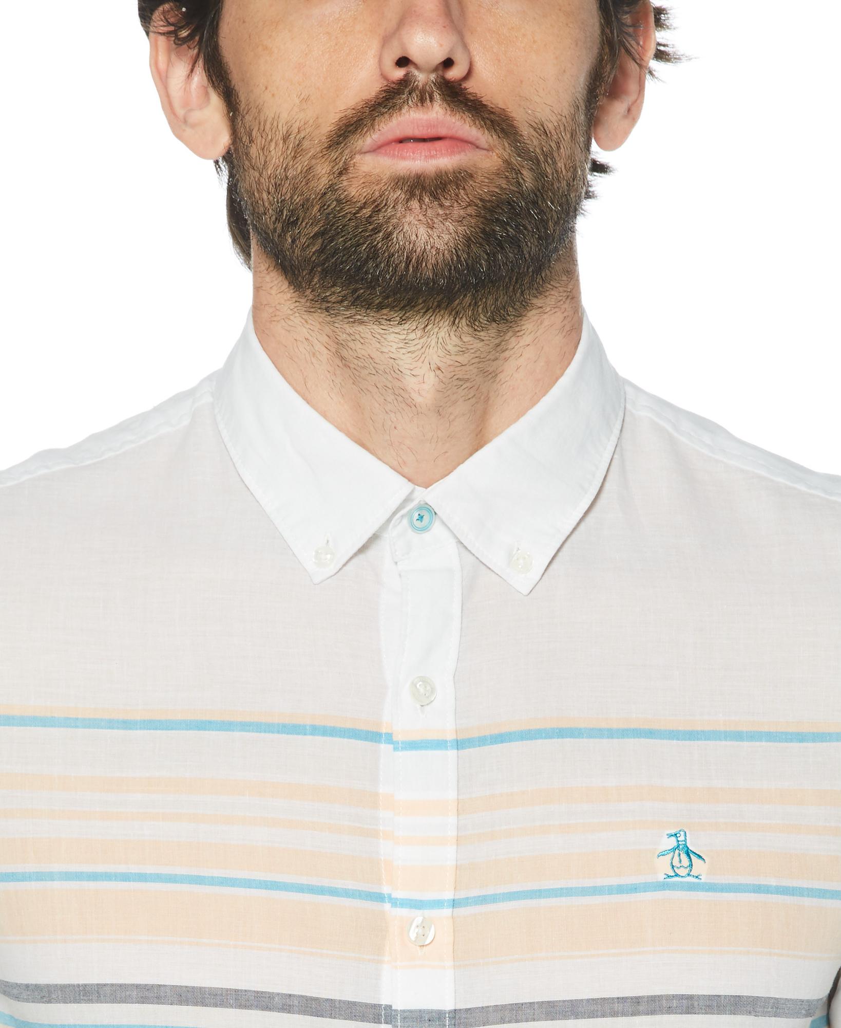 Product gallery image number 3 for product Engineered Stripe linen Blend Shirt - Men's