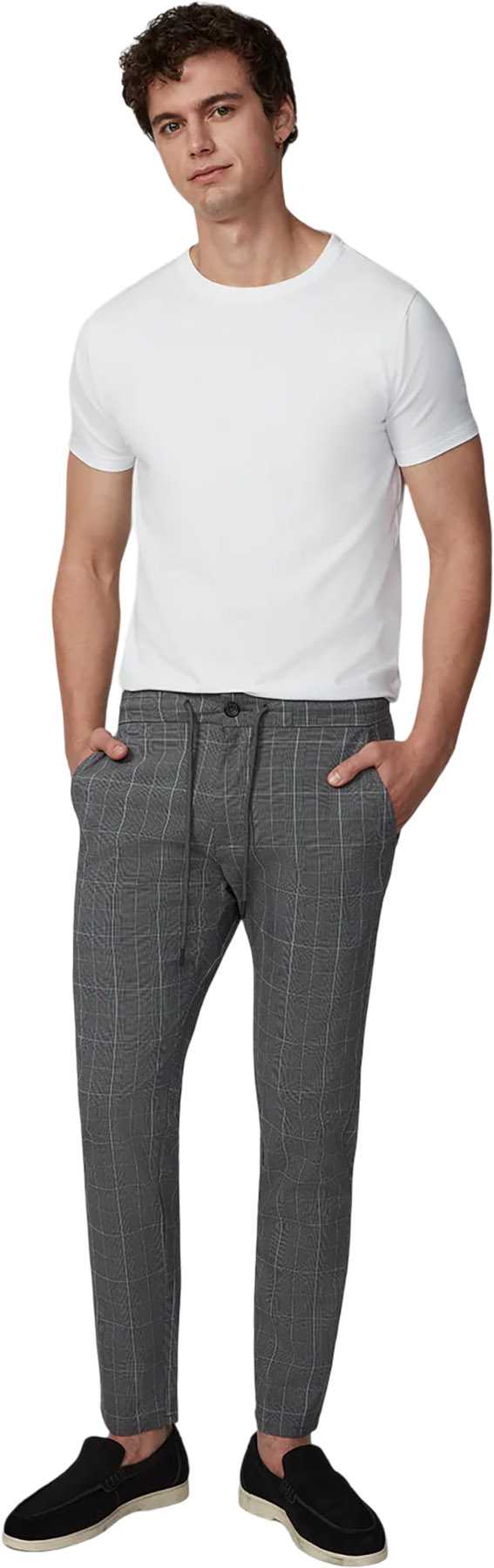 Image de produit pour Pantalon chino à carreaux avec cordon élastique - Homme
