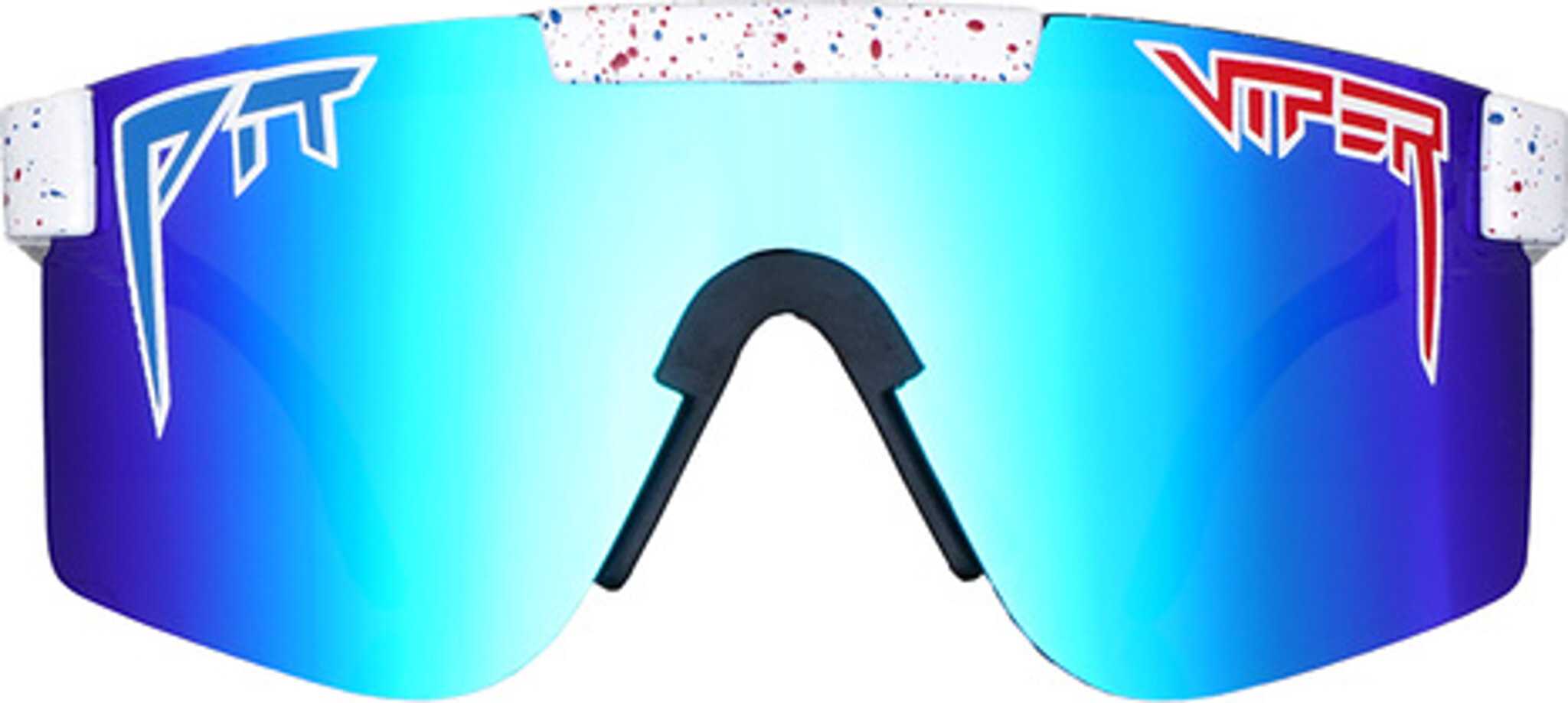 White with Red and Blue Splatter