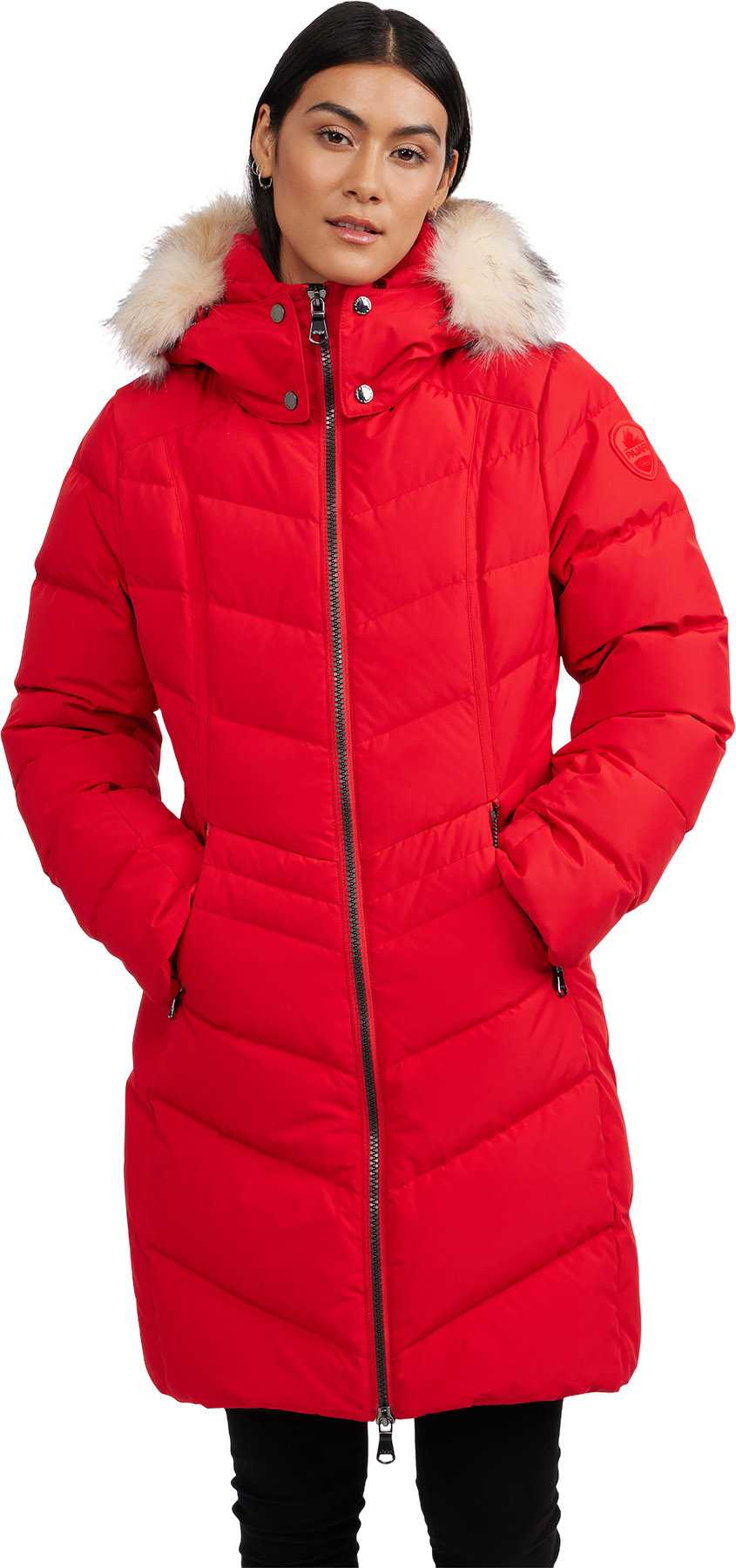 Product image for January Down Chevron Puffer Jacket with Detachable Hood Fur - Women's