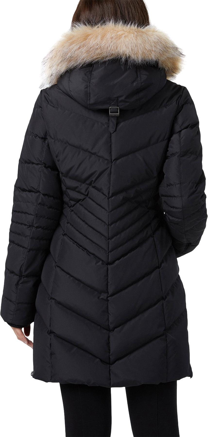 Product gallery image number 2 for product Queens Faux Fur Trim Chevron Quilt Mid Length Coat - Women's