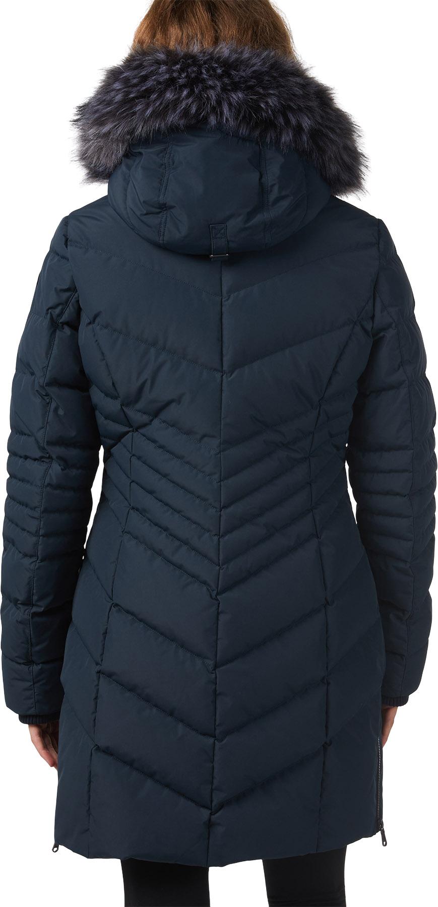 Product gallery image number 3 for product Queens Faux Fur Trim Chevron Quilt Mid Length Coat - Women's