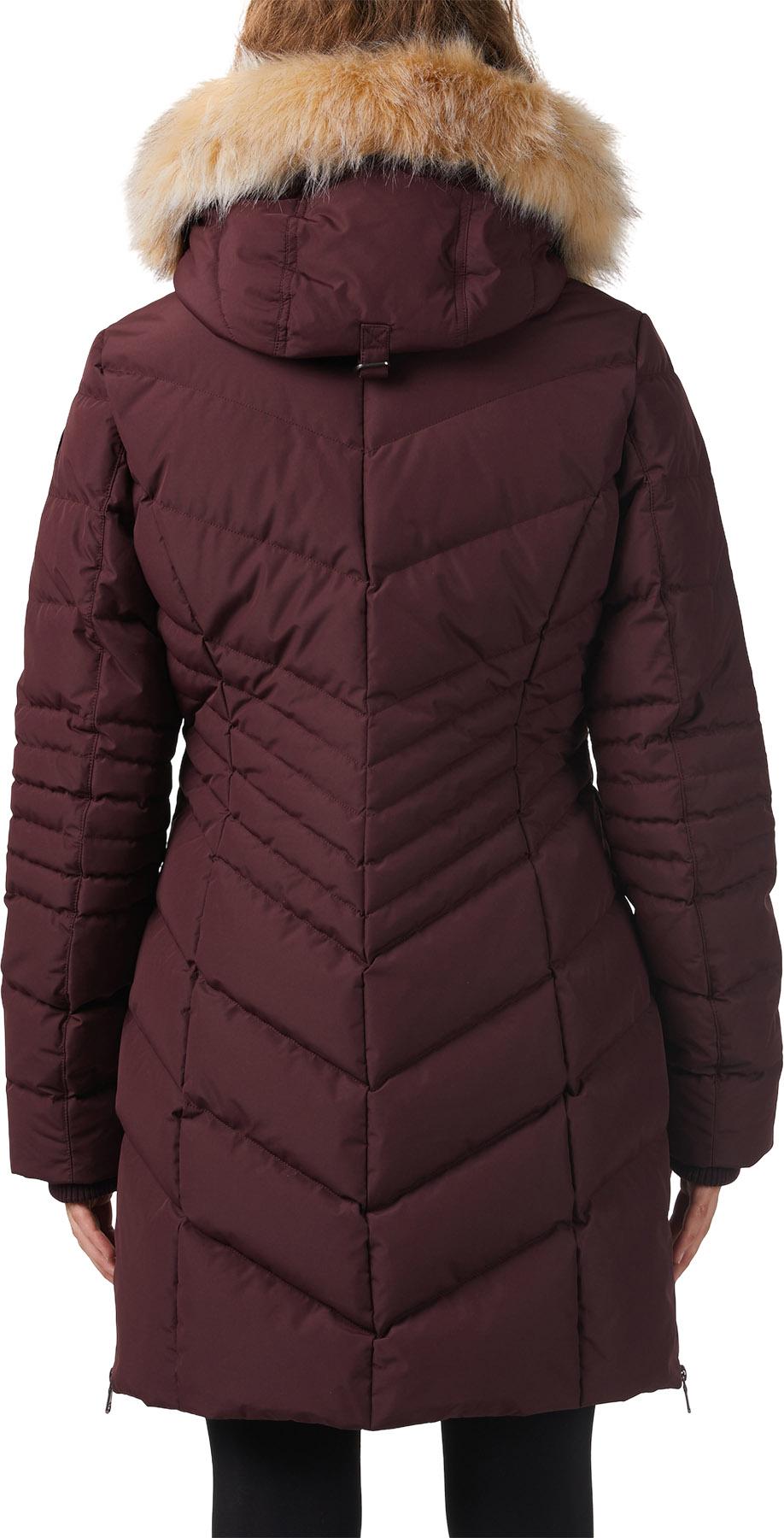 Product gallery image number 3 for product Queens Faux Fur Trim Chevron Quilt Mid Length Coat - Women's