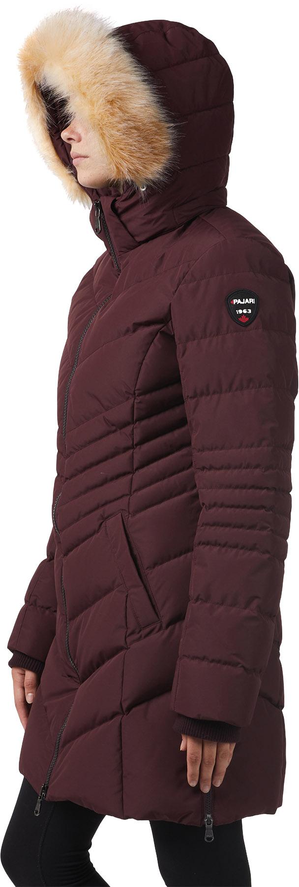 Product gallery image number 2 for product Queens Faux Fur Trim Chevron Quilt Mid Length Coat - Women's
