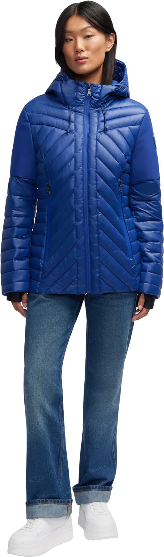 Product gallery image number 1 for product Esmay Lightweight Mixed Media Quilted Packable Puffer Jacket - Women's