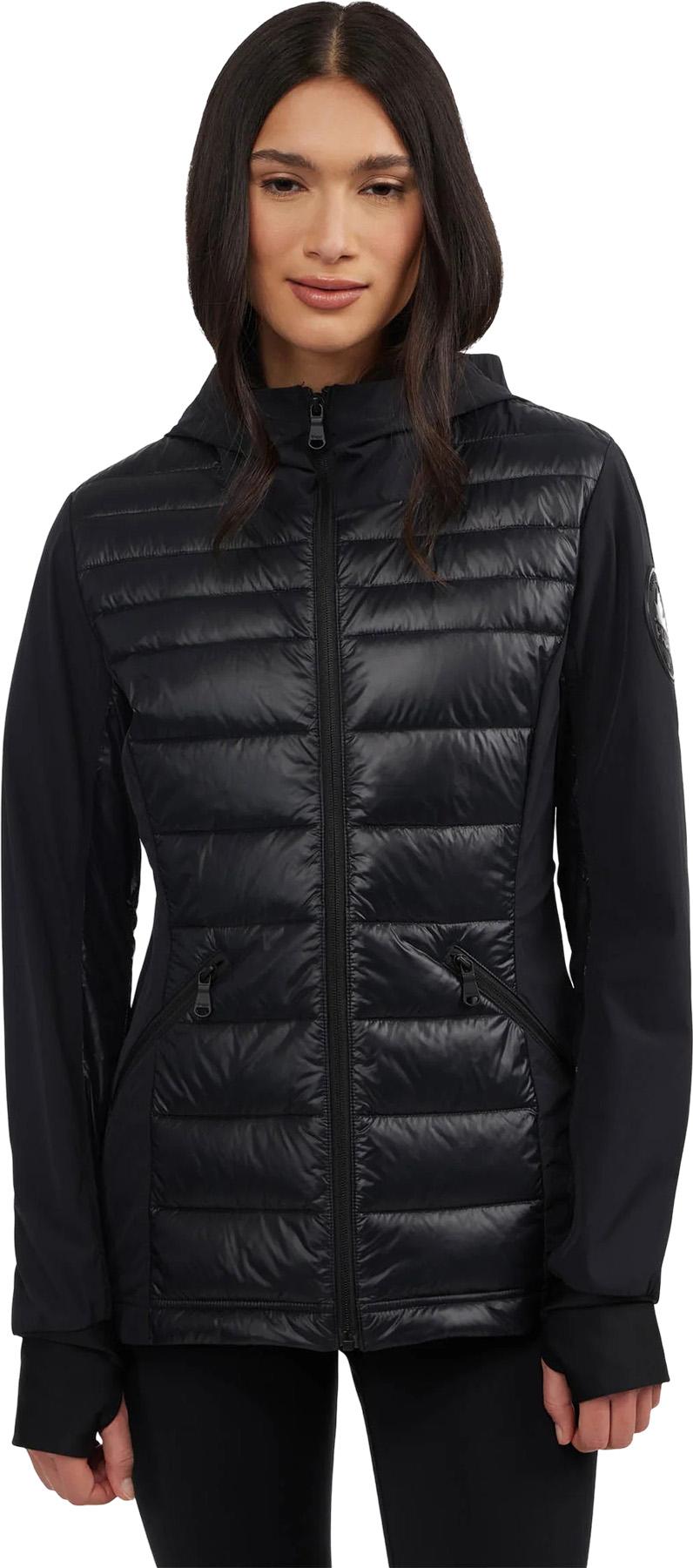 Product image for Cressy Mixed-Media Channel Quilted Stretch Puffer Jacket with Fixed Hood - Women's