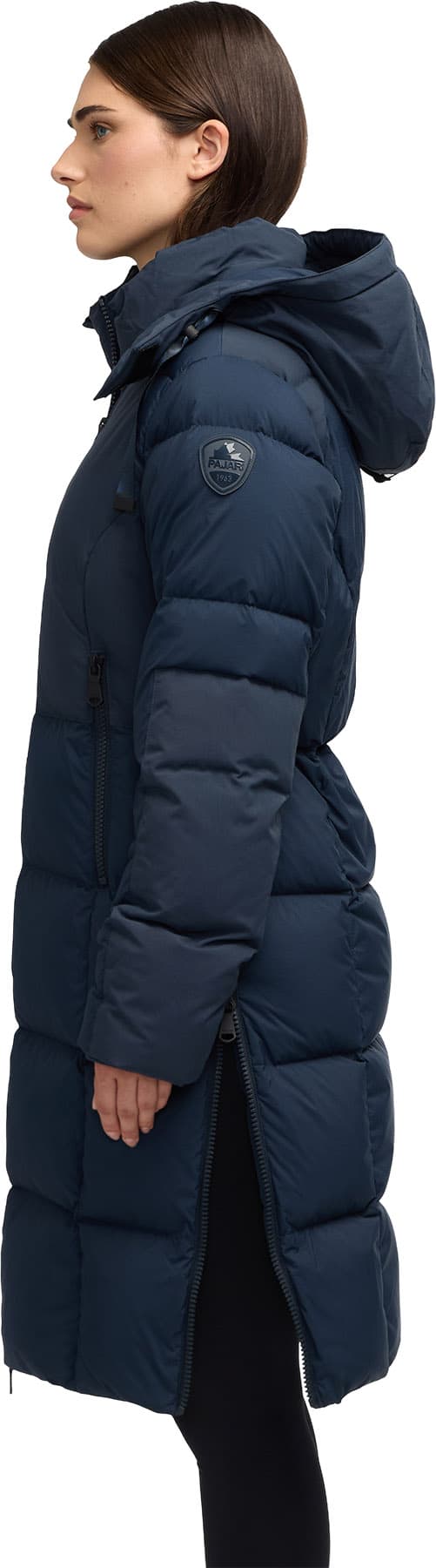 Product gallery image number 3 for product Zaniah Long Channel Quilted Puffer Jacket with Removable Hood - Women's
