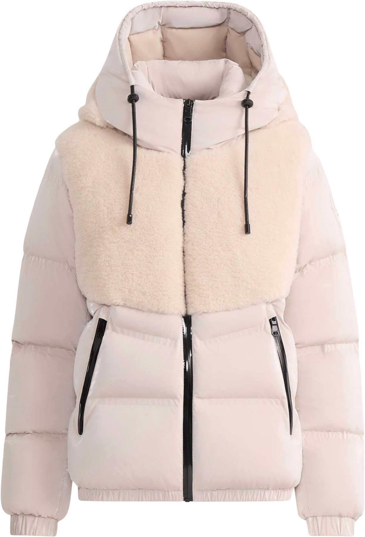 Image de produit pour Manteau matelassé court en matériaux assortis avec capuchon fixe Nephele - Femme