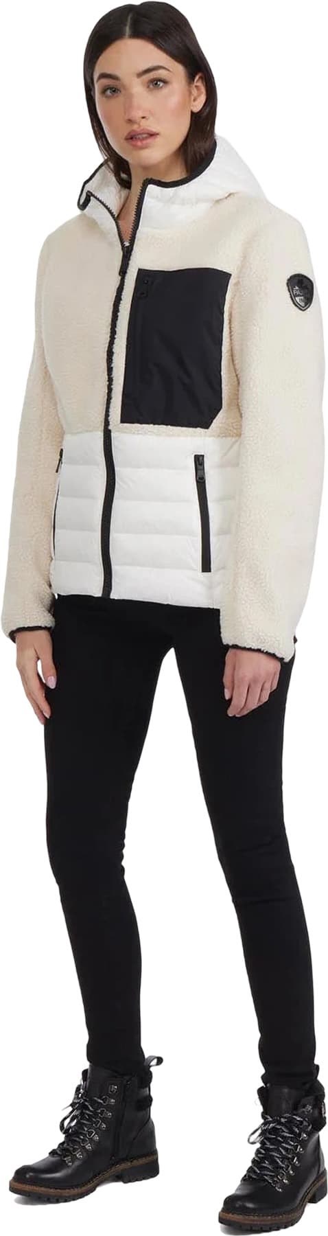 Numéro de l'image de la galerie de produits 3 pour le produit Manteau de transition en matériaux assortis matelassé à canaux avec capuchon fixe Fawn - Femme