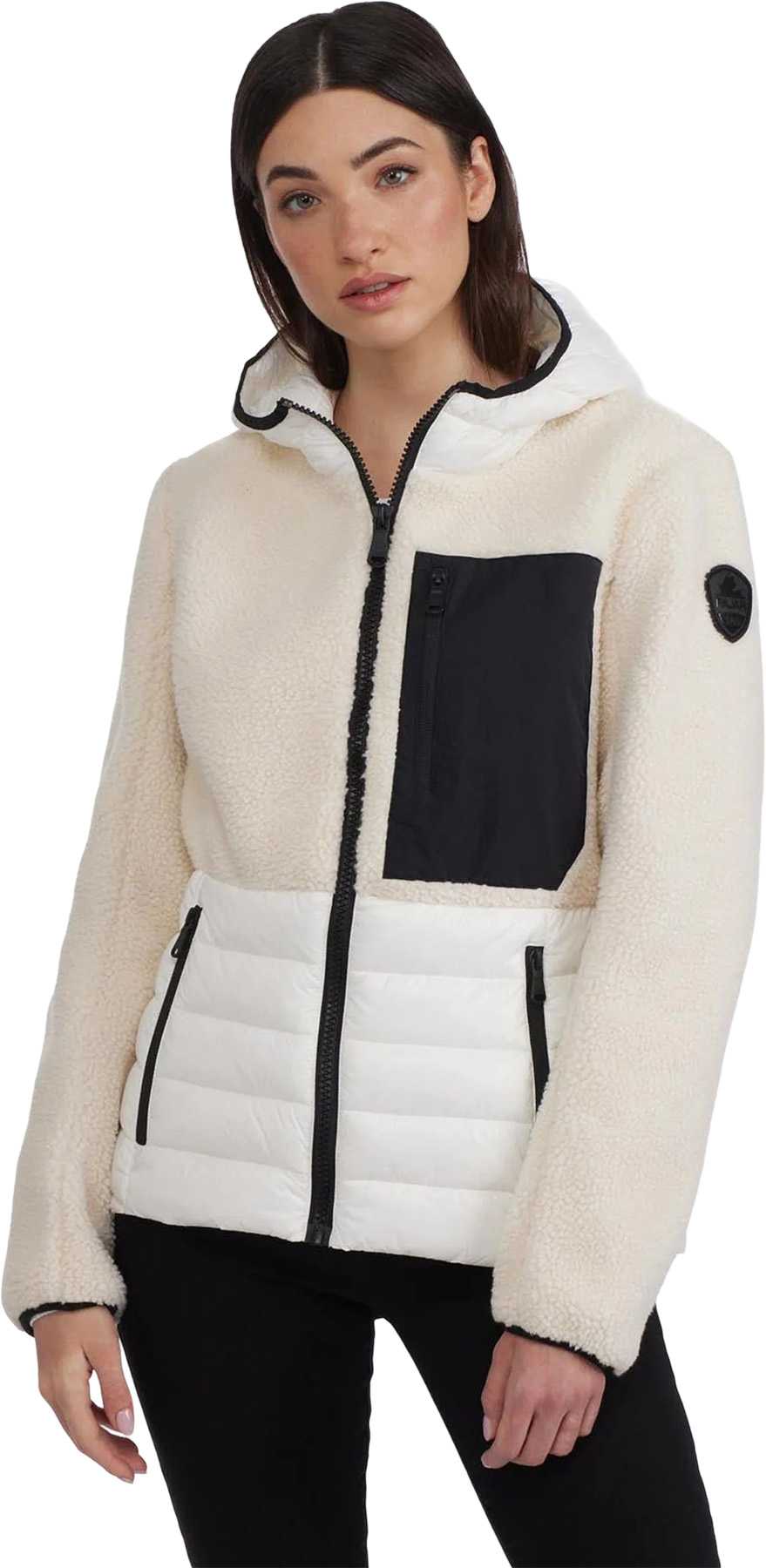 Image de produit pour Manteau de transition en matériaux assortis matelassé à canaux avec capuchon fixe Fawn - Femme