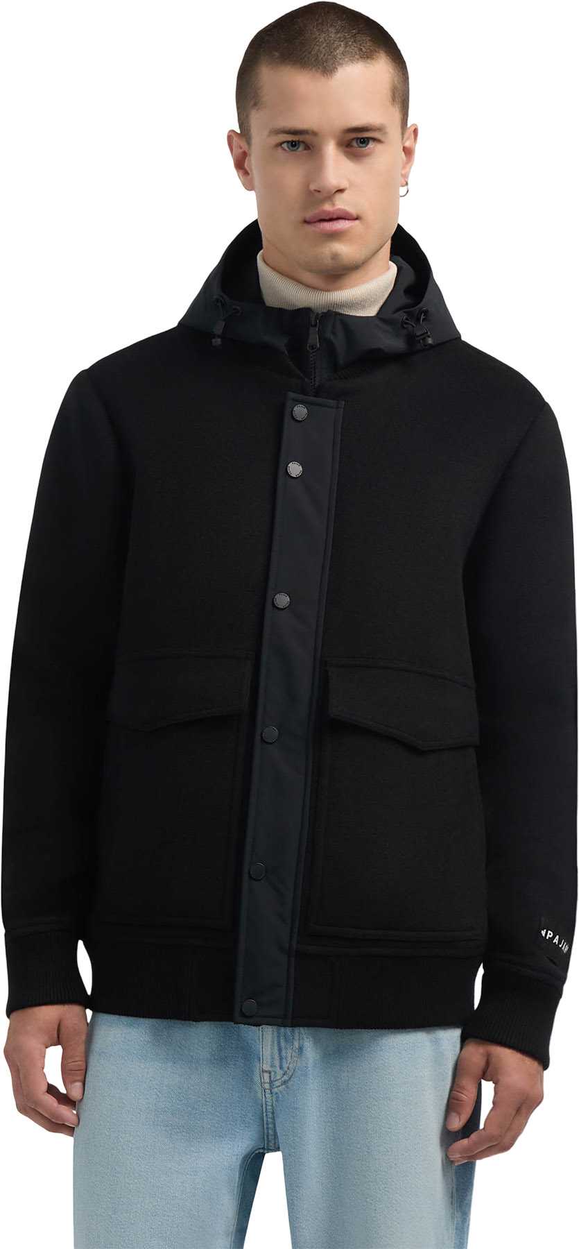 Product image for Hader Wool Blend Bomber Jacket with Removable Hooded Bib - Men's