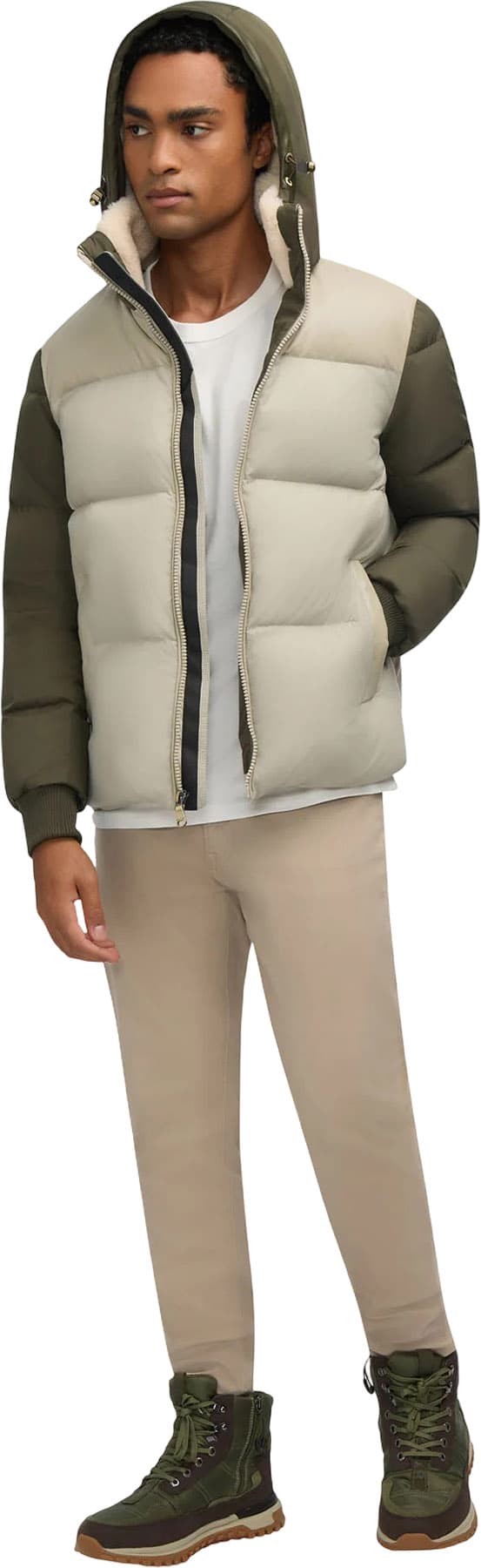 Product gallery image number 5 for product Rigel Mixed Media Faux Shearling Puffer Jacket with Removable Hood - Men's
